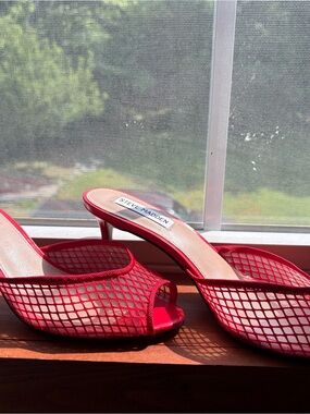 Steve Madden Red Mesh Open-Toe Mules